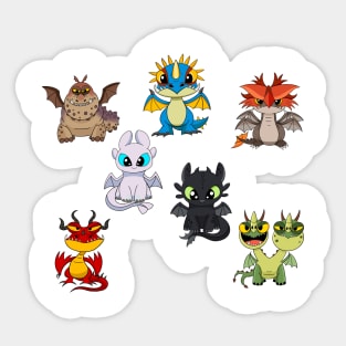 Dragons set, httyd characters, how to train your dragon, cute baby dragons for kids Sticker